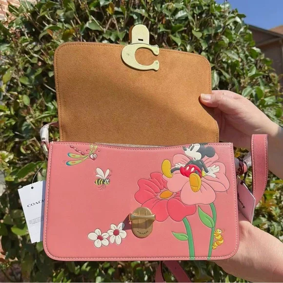 NWT Disney X Coach Studio Shoulder Bag With Mickey Mouse And Flowers CH413 - Picture 10 of 15